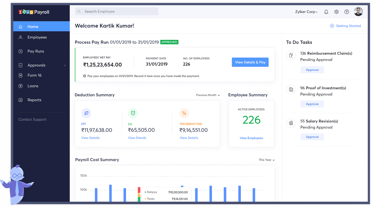 Zoho Payroll- easy payroll